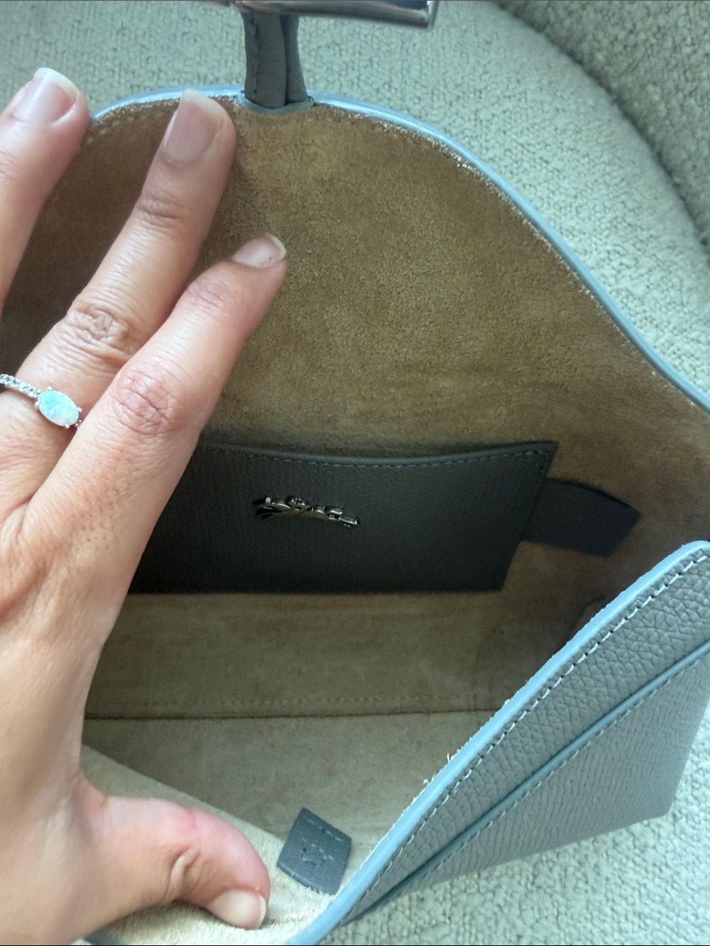Gray Leather Shoulder Bag - Picture 4 of 6